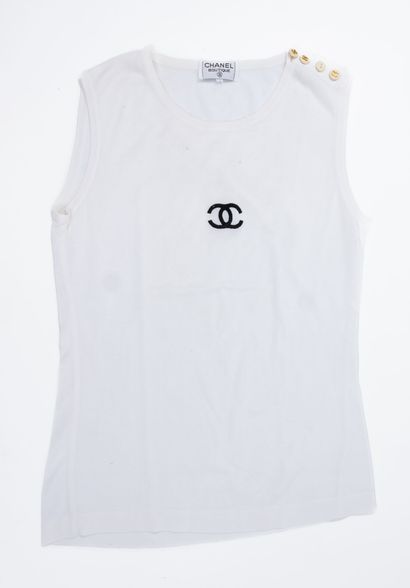 Chanel Boutique. 
Tank top in white cotton...