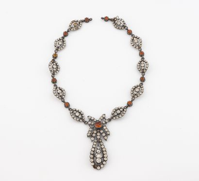 Silver (800) collar necklace with navette...
