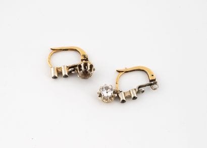 Pair of yellow gold (750) dormeuses punctuated...