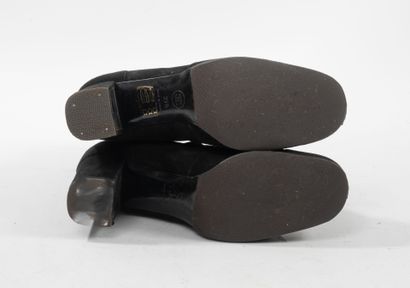 CHANEL 
Black suede ankle boots with black...