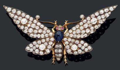 Collier papillon, en or et argent, entièrement...