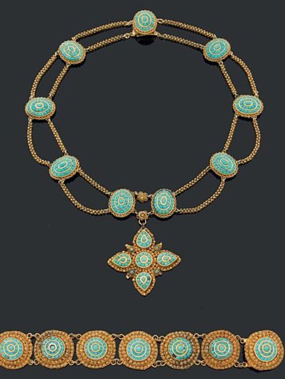 Parure comprenant collier et bracelet, en...