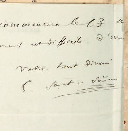 SAINT-SAËNS (Camille)
Lettre autographe,...