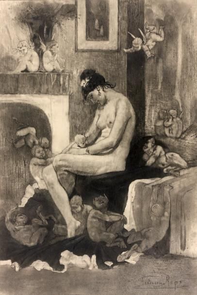 FÉLICIEN ROPS
LA MERE AUX SATYRIONS - L'OLIVIERADE...