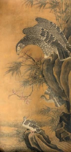 Chine XIXème siècle
Oiseau de proie posé...