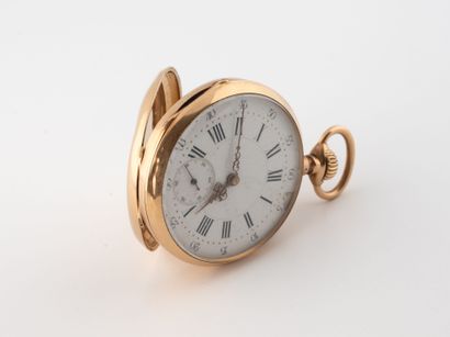 Yellow gold (750) pocket watch with plain...