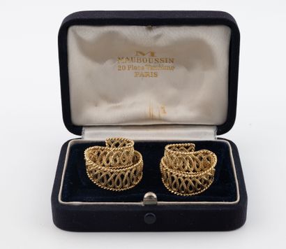Pair of openwork earrings in yellow gold...