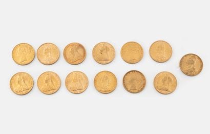 ENGLAND
Lot of thirteen gold sovereigns Victoria...