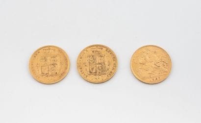 ENGLAND
Three gold half-sovereigns, 2 young...