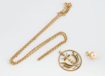 Neck chain in yellow gold (750) with forçat...