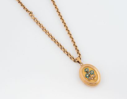 Yellow gold (750) jaser link necklace, holding...