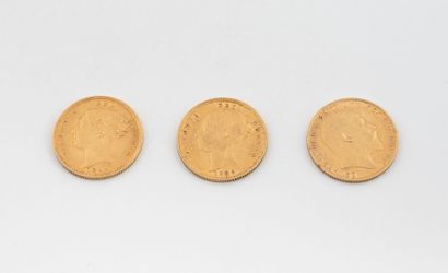 ENGLAND
Three gold half-sovereigns, 2 young...