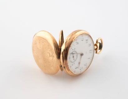 Yellow gold (750) gousset watch with rhombus...