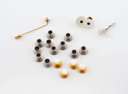 Lot of eighteen metal and gilded metal collar...