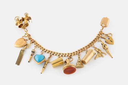 A yellow gold (750) filed gourmette link...
