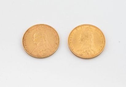 ENGLAND
Two English Sovereign gold coins,...
