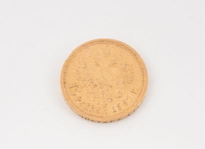 Nicolas II 15 ruble coin in yellow gold (900)....