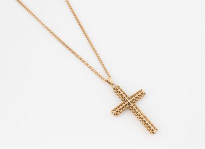 Yellow gold (750) forçat link neck chain,...