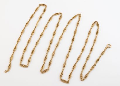 Sautoir in yellow gold (750) with filigree...