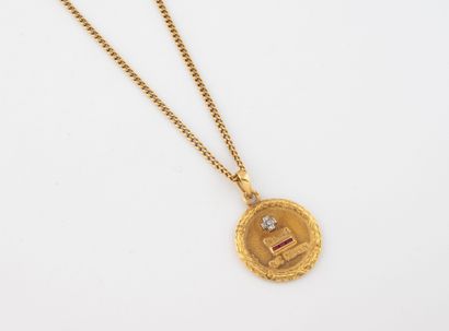 Yellow gold (750) watch chain with gourmette...