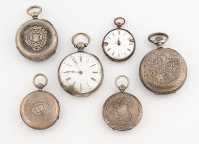 Lot of six silver gousset watches (800),...