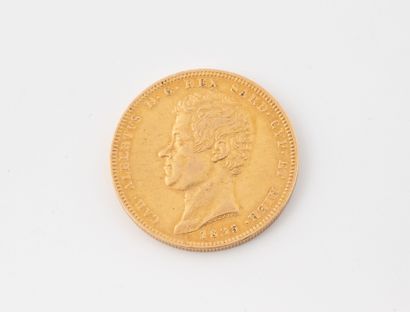 Yellow gold (900) 100 lire coin with profile...