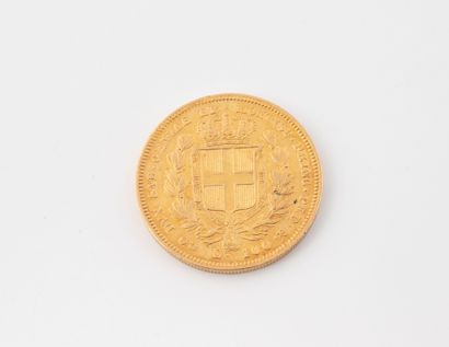 Yellow gold (900) 100 lire coin with profile...