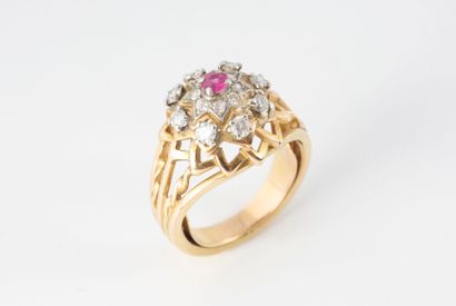 Yellow gold (750) and platinum (850) filigree...