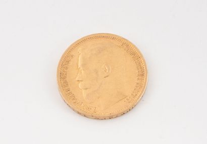 Nicolas II 15 ruble coin in yellow gold (900)....
