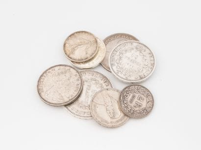 Lot of eight silver coins (min 800) including:...