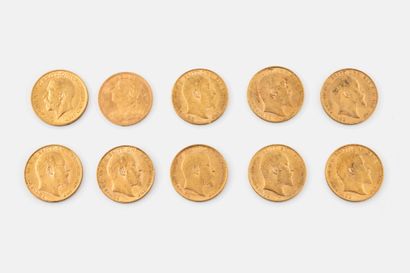 Lot of nine gold sovereigns, Edward VII and...
