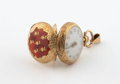 Small pendant neckwatch in yellow gold (750)...