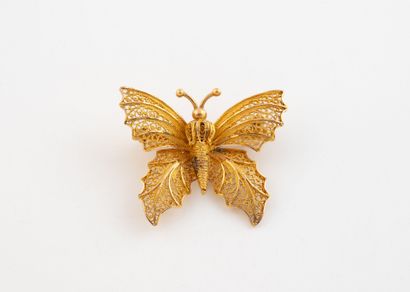 Butterfly brooch in yellow gold (750) with...