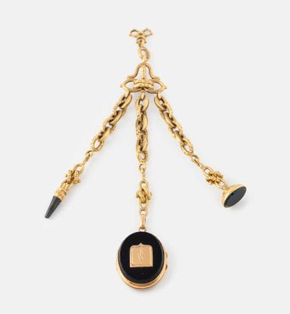 Yellow gold (750) chatelaine element with...