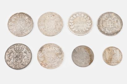 FRANCE, BELGIUM, GREECE
Lot of eight silver...