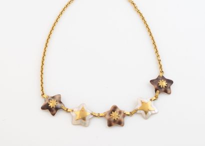 Yellow gold (750) forçat link necklace, centered...