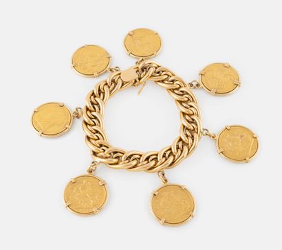 Yellow gold (750) bracelet with double interlocking...