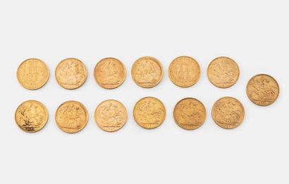 ENGLAND
Lot of thirteen gold sovereigns Victoria...