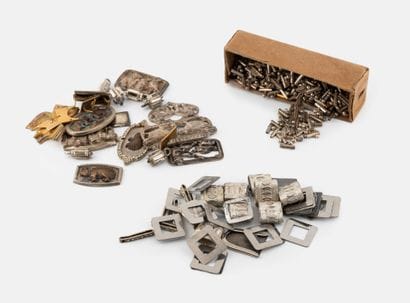 Lot of silver-plated metal loops, buckles...