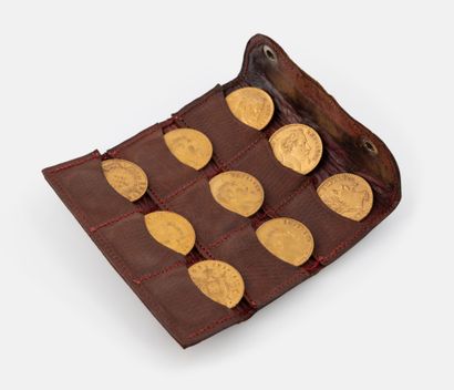 Lot of nine 20 franc gold coins, Napoleon...