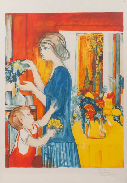 Hélène BAUDROT (20th century)
Woman and child.
Color...