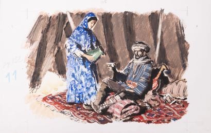 Albert BRENET (1903-2005)
Repos sous la tente.
Gouache...