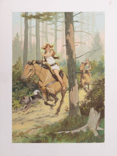 Jean Léon HUENS (1921-1982)
Chevauchée dans...