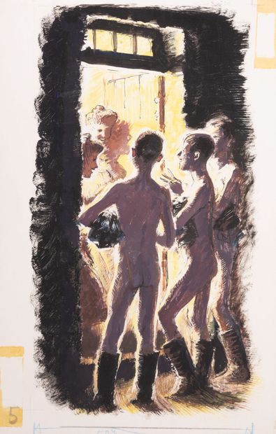 Albert BRENET (1903-2005)
Garçons et filles.
Gouache...
