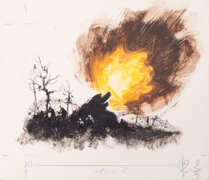 Albert BRENET (1903-2005)
L'Obusier.
Gouache...