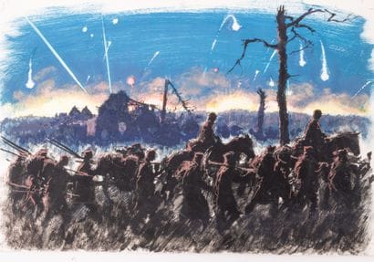 Albert BRENET (1903-2005)
Bombardement nocturne.
Gouache...