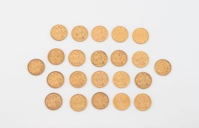 ENGLAND
Lot of 22 gold sovereigns, Victoria,...