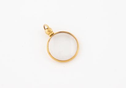 Yellow gold (750) round glazed photo pendant.
Gross...
