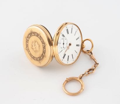 Yellow gold (750) gousset watch with small...