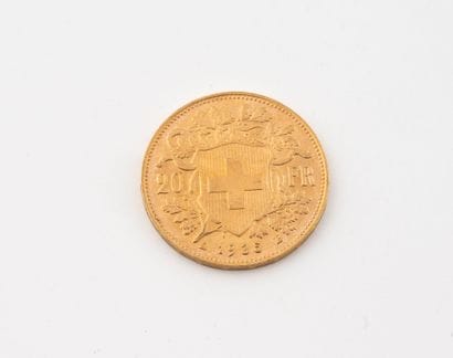 SWITZERLAND
20 franc gold coin, 1935.
Net...